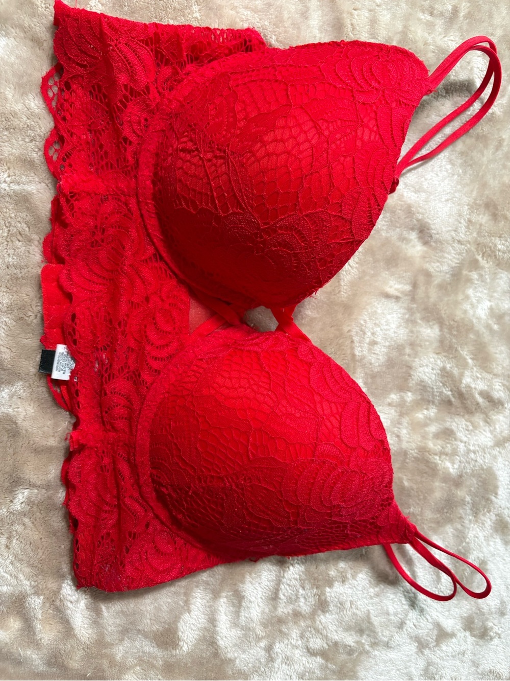 Kiss & Tell Intimates Red Floral Lace Longline Push Up Underwire Bra - Size 34D